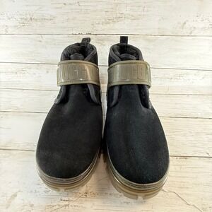 UGG Neumel High Heritage Black Suede Logo Strap Boots 1137030 Womens 8